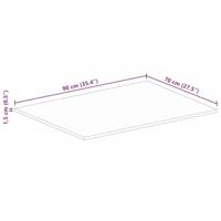Tafelblad rechthoekig 90x70x1,5 cm massief gerecycled hout - thumbnail