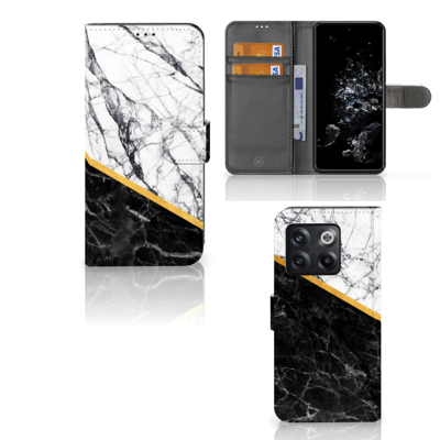 OnePlus 10T | Bookcase | Marmer Wit Zwart - Origineel Cadeau Man