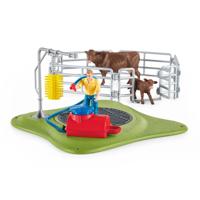 Koeienwasplaats, speelset met 1 koeienfiguur, 1 kalf en 1 mensenfiguur - SCHLEICH 42529 FARM WORLD - thumbnail