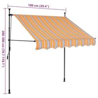 Luifel handmatig uitschuifbaar met LED 100 cm geel en blauw - thumbnail