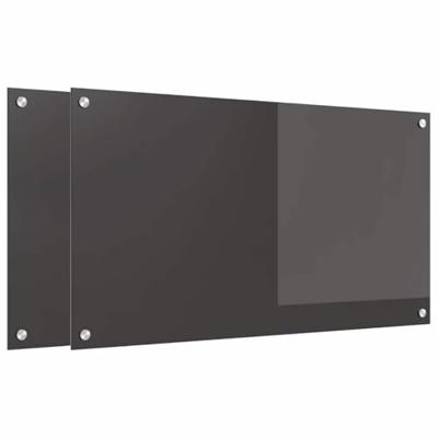 VidaXL Keuken spatscherm 2 pcs donkergrijs 90 x 50 cm gehard glas