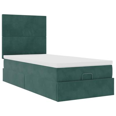 Ottoman bed met matrassen en LED's 90x200cm fluweel donkergroen - thumbnail
