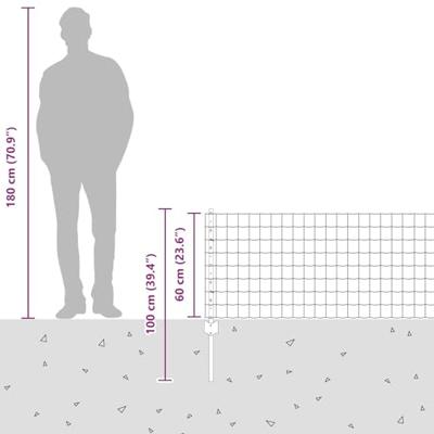VidaXL Hek met paal zilver 0,6 x 25 m staal