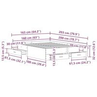 Bedframe met lades Zwart eiken 160 x 200 cm Bewerkt hout - thumbnail