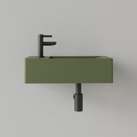 Fontein Gliss Design Freya Solid Marble 40x22x10 cm Met Kraangat Links Mat Olijf Groen Gliss Design - thumbnail