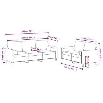 2-delige Loungeset met kussens fluweel zwart - thumbnail