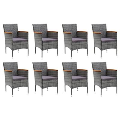 9-delige Tuinset met kussens poly rattan grijs - thumbnail