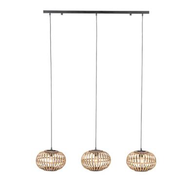 QAZQA Oosterse hanglamp bamboe 3-lichts langwerpig - Amira QAZQA Oosterse hanglamp bamboe 3-lichts langwerpig - Amira