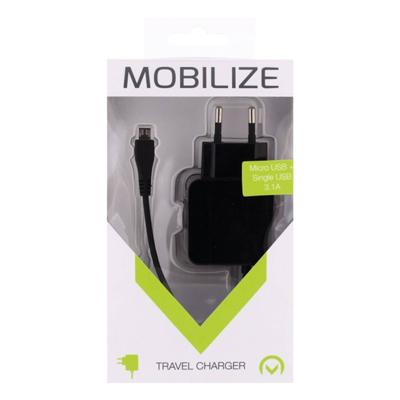 Mobilize USB thuislader 3100mA zwart +micro USB kabel