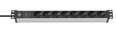 Brennenstuhl 1390007118 Alu-Line 19" PDU | Server Stekkerdoos | 10A met 8x Type F Aansluitingen | C14 UPS-Stekker | 2 meter