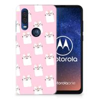Motorola One Vision TPU Hoesje Sleeping Cats - thumbnail
