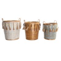 Basket spelset DKD Home Decor Multicolour Bamboe (3 Onderdelen) - thumbnail