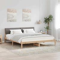 Bedframe Bruin en taupe 200 x 200 cm Massief grenenhout - thumbnail