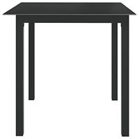 VidaXL Tuintafel 80x80x74 cm aluminium en glas zwart - thumbnail