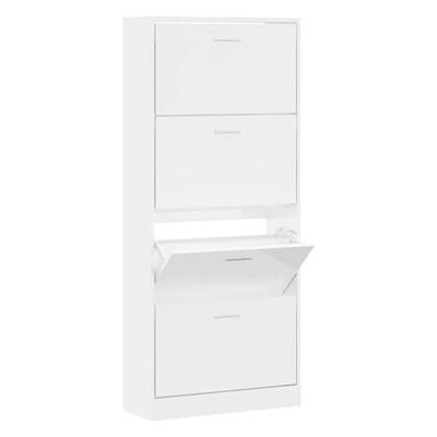 VidaXL Schoenenkast 63x24x147 cm bewerkt hout hoogglans wit VidaXL Schoenenkast 63x24x147 cm bewerkt hout hoogglans wit
