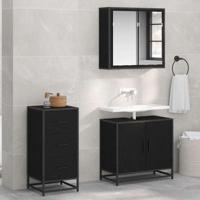 Dressoir met lade Zwart eiken 35.5 x 35 x 76 cm Bewerkt hout - thumbnail