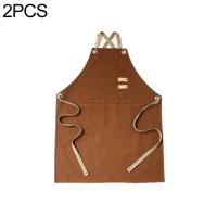 2 PC'S Barista Kapper schort bloemist Restaurant Bar werkkleren one size (bruin) - thumbnail