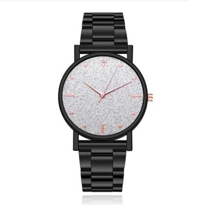 LGT JWLS Dameshorloge - Sterrenhemel Design - Zilver Wijzerplaat - Zwart & Rose Goud