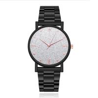 LGT JWLS Dameshorloge - Sterrenhemel Design - Zilver Wijzerplaat - Zwart & Rose Goud - thumbnail