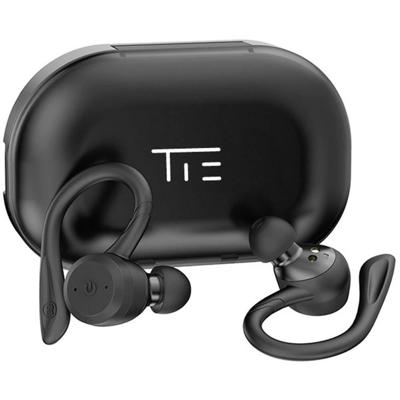TIE TBE1018 Bluetooth in-ear oortelefoon, waterdichte sporthoofdtelefoon met powerbank, maat S, M, L, zwart