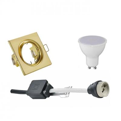 LED Inbouwspot Set Vierkant Mat Goud 6W Natuurlijk Wit Kantelbaar