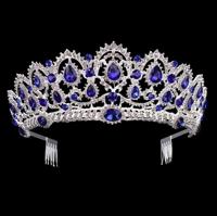 Crystal Tiaras Vintage gouden Rhinestone Pageant kronen met kam barok bruiloft haaraccessoires - thumbnail