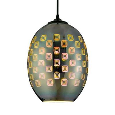 LED Hanglamp Ovaal Chroom 3D Glas - E27 Fitting - Max 60W