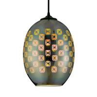 LED Hanglamp Ovaal Chroom 3D Glas - E27 Fitting - Max 60W - thumbnail