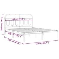 Bedframe met hoofdbord metaal zwart 150x200 cm - thumbnail