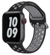 Siliconen sportband met gesp - Zwart + Grijs - Geschikt voor Apple Watch 38mm / 40mm / 41mm / 42mm Siliconen sportband met gesp - Zwart + Grijs - Geschikt voor Apple Watch 38mm / 40mm / 41mm / 42mm