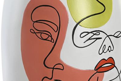 Vaas DKD Home Decor Gezicht Wit Hars Multicolour (20,5 x 20,5 x 38 cm)