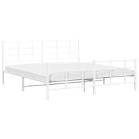 Bedframe met hoofd- en voeteneinde metaal wit 183x213 cm - thumbnail
