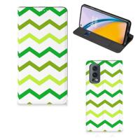 OnePlus Nord 2 5G | Hoesje met Magneet | Zigzag Groen - thumbnail