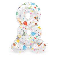 Folat BV Staande folieballon joyful party cijfer 8 -72cm - thumbnail