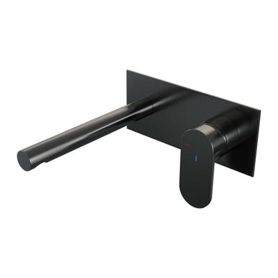 Brauer Gunmetal Edition Inbouw Wastafelmengkraan met Rechte Uitloop en Afdekplaat Model C1 Gunmetal Geborsteld PVD