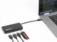Manhattan 164924 164924 USB-hub 3 + 1 poorten USB-A USB 3.2 Gen1 5 GBit/s Met USB-C stekker Zwart - thumbnail