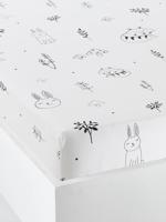 Baby hoeslaken MAGISCH BOS wit/zwart - thumbnail