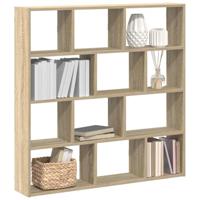 Wandschap kubus 12 vakken bewerkt hout sonoma eikenkleurig - thumbnail