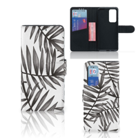 Huawei P40 Hoesje Leaves Grey - thumbnail
