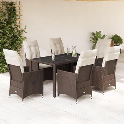 7-delige Tuinset met kussens poly rattan bruin 7-delige Tuinset met kussens poly rattan bruin