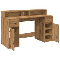 Bureau met LED-verlichting 140x55x91 cm hout artisanaal eiken - thumbnail