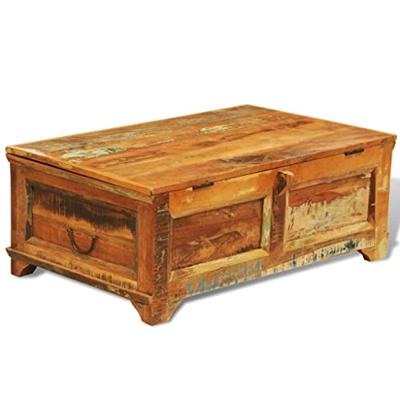 Salontafel met opbergruimte vintage stijl gerecycled hout - thumbnail