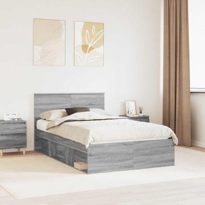 Bedframe met hoofdeinde Grijs Sonoma 120 x 190 cm Bewerkt hout