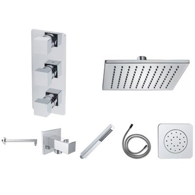 Regendouche set Wiesbaden Rombo | Inbouw | Thermostaatkraan | 3-weg | Rond | Chroom