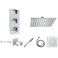 Regendouche set Wiesbaden Rombo | Inbouw | Thermostaatkraan | 3-weg | Rond | Chroom - thumbnail