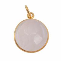 Edelsteen Hanger Rond Liefde - Rozenkwarts - 925 Zilver & Verguld (15 - thumbnail