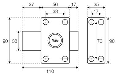 YALE - YV25BT-50 Knoop- en cilinderslot 5 pinnen diameter 23 mm - lengte 50 mm - 4 sleutels - beige YALE - YV25BT-50 Knoop- en cilinderslot 5 pinnen diameter 23 mm - lengte 50 mm - 4 sleutels - beige