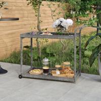 VidaXL Serveerwagen 100x45x83 cm poly rattan grijs - thumbnail