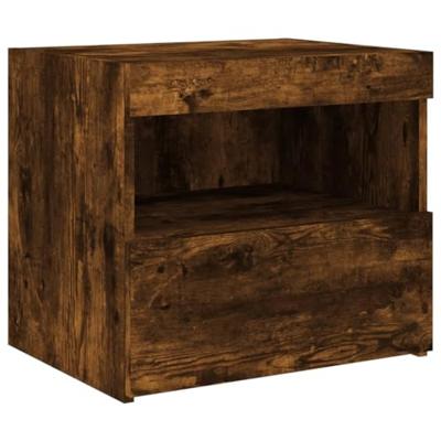 Nachtkastjes met LED-verlichting 2 st 50x40x45 cm gerookt eiken