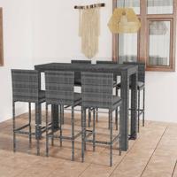 7-delige Tuinbarset met antracietkleurige kussens poly rattan - thumbnail
